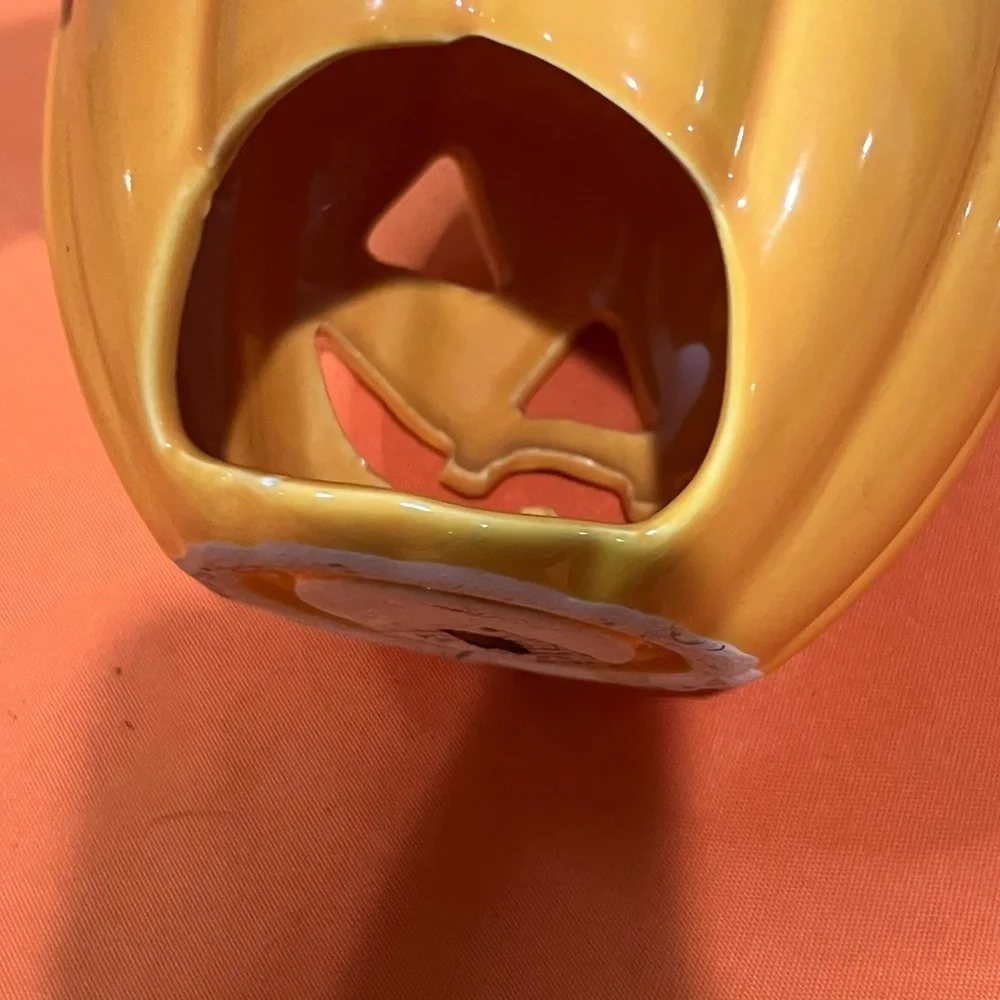 Halloween or Fall Yellow Pumpkin Candle Holder
